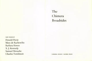 Item #63-4226 Prospectus for The Chimera Broadsides, New Poems by Donald Davie, Mary de...