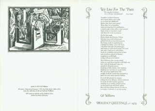 Item #63-4227 We Live For The Poets. Holiday Greetings - 1979. Broadside. Bellevue Press, Gil...