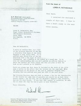 Item #63-4236 Typed memo Loren Rothschild to Herb Yellin, September 23, 1981, with photocopy of a...