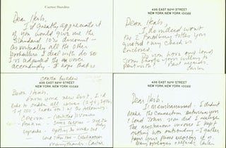 Item #63-4257 Four Cards from Carter Burden to Herb Yellin. Inked notes from Burden with original...