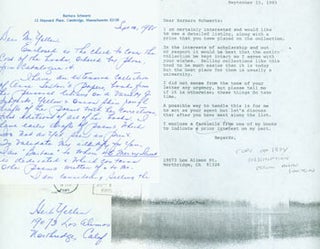 Item #63-4281 Correspondence between Barbara Schwartz and Herb Yellin, RE: Anne Sexton Collection...