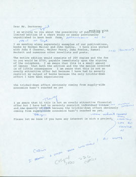 Item #63-4288 Draft of letter by Herb Yellin to E.L. Doctorow, one page with multiple corrections...