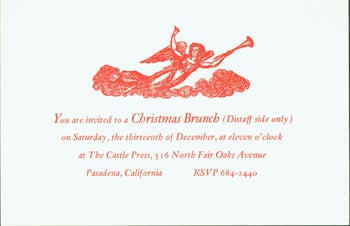 Item #63-4298 You Are Invited To A Christmas Brunch. (Invitation send to Mrs. Herb Yellin.). Castle Press.
