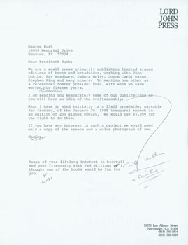 Item #63-4314 Draft of letter by Herb Yellin to President George H. W. Bush, one page with...
