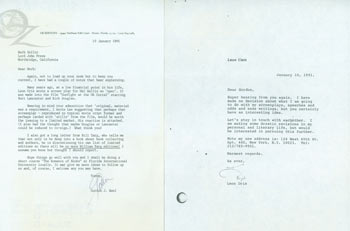 Item #63-4379 Typed letter signed, Gordon J. Weel to Herb Yellin, January 19, 1991. Plus photocopy of TLS Leon Uris to Gordon Weel. Gordon J. Weel, Oz Editions, Leon Uris, Miami.