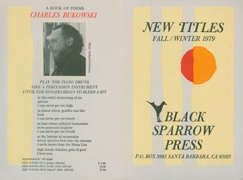 Black Sparrow Press (Santa Barbara, CA) - New Titles. Fall/Winter 1979. Black Sparrow Press