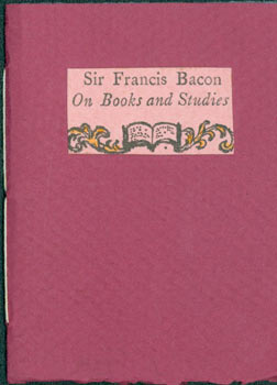 Item #63-4432 On Books and Studies. Levitan bookplate. Signed by artist. Francis Bacon, Suzanne...
