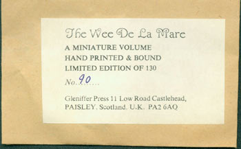 Item #63-4450 A Selection of the Short Poems of Walter de la Mare. (The Wee de la Mare). Numbered 90 of 130 copies. . Walter de la Mare.