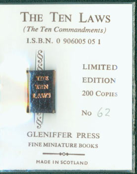 Item #63-4456 The Ten Laws. Numbered 62 of 200 copies. . Gleniffer Press, Scotland Paisley