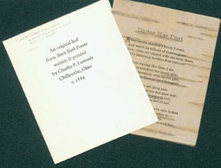 Item #63-4505 An Original Leaf from Birch Bark Poems. Presented by Glen & Mary Helen Dawson and...