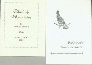 Item #63-4507 Publisher's Announcement and Prospectus for Climb The Mountain by John Muir....
