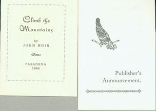 Item #63-4507 Publisher's Announcement and Prospectus for Climb The Mountain by John Muir. John...