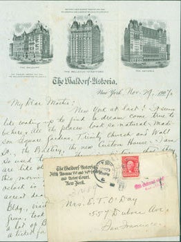 Item #63-4585 MS Letter by Edward O'Day to his mother, Nov. 29, 1907. RE: account of O'Day's...