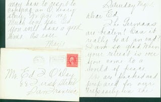 Item #63-4592 MS Letter by Mazie Cook O'Day to Edward O'Day, July 2, 1916. RE: letter from...