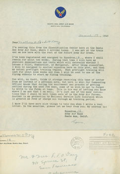 Item #63-4598 MS Letter by Thomas O'Day to Mazie O'Day, Edward F. O'Day & Kay (Catherine O'Day)...
