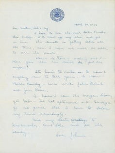 Item #63-4602 MS Letter by John O'Day to Mazie O'Day & family, April 20 & 21, 1943. John O'Day