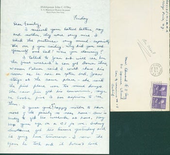 Item #63-4604 MS Letter by John O'Day to Mazie O'Day & family, July 10, 1943. John O'Day.