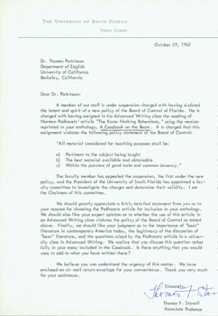 Item #63-4758 TLS Thomas F. Stovall to Thomas Parkinson, October 29, 1962. RE: Norman Podhoretz...