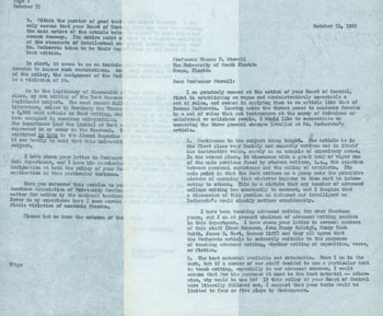 Thomas Francis Parkinson (1920 - 1992) (UC Berkeley) - Carbon Copy of Typed Letter, Thomas Parkinson to Thomas F. Stovall, October 31, 1962. Re: Norman Podhoretz Article 