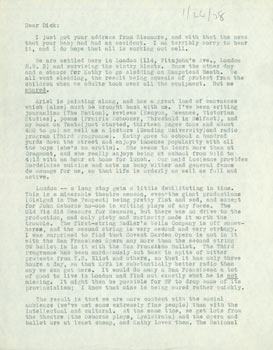 Item #63-4766 TLS Thomas Parkinson to Richard Moore, Co Founder of KPFA with his wife Eleanor...