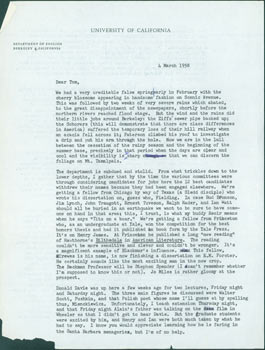 Item #63-4780 TLS Lawrence A. Harper to Thomas Parkinson, March 4, 1958. RE: Yale Press, Walter...