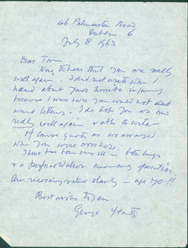 Item #63-4829 ALS Georgie Hyde-Lees to Thomas Parkinson, July 8, 1963. RE: William Butler Yeats....
