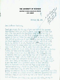 Item #63-4851 TLS Edward Engelberg to Thomas Parkinson, February 10, 1964. RE: Yeats. Edward...