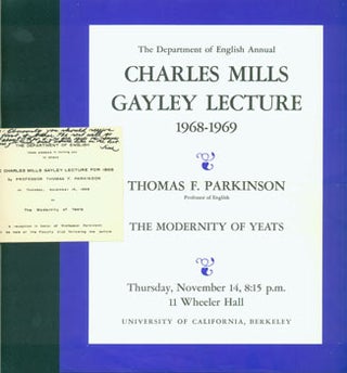 Item #63-4868 The Modernity of Yeats. The Department of English Annual Charles Mills Gayley...