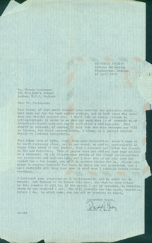 Item #63-4879 TLS Donald J. Gray to Thomas Parkinson, April 14, 1958. RE: reviews,...