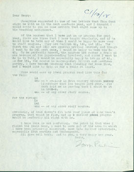 Item #63-4881 TLS Thomas Parkinson to Henry [Rago], [April] 10, 1958. RE: Thomas Gunn,...