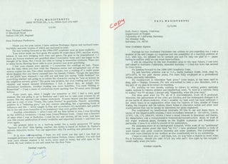 Item #63-4894 TLS Paul Magistretti to Thomas Parkinson, January 1, 1985. Also a typed copy of a...