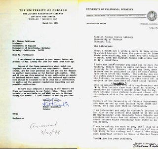 Item #63-4901 TLS Rosenthal to Parkinson March 16, 1974, & a photocopy of a TLS Parkinson to...