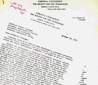 Item #63-4903 Photocopy of TLS Warner Berthoff to Flanagan, October 24, 1975, with MS note...