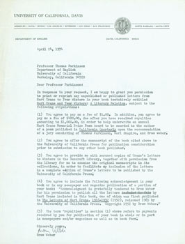 Item #63-4906 TLS Brom Weber to Thomas Parkinson, April 24, 1978. RE: Crane, Winters, granting...