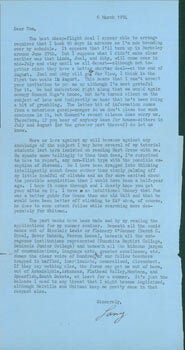 Item #63-4926 TLS Larry Ziff to Thomas Parkinson, March 6, 1974. RE: Hart Crane, Stevens, Eliot,...