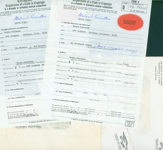 Item #63-5005 Certificate, Registration of a Claim to Copyright for Thomas Parkinson August 28,...