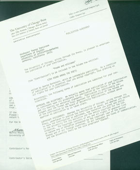 Item #63-5013 Publication Agreement, signed by Morris Philipson, for the Thomas Parkinson...