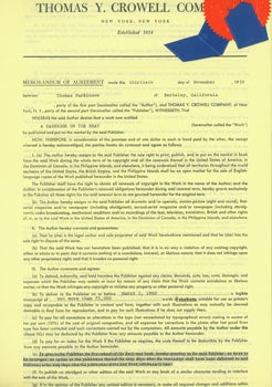 Item #63-5020 Publication Agreement between the Thomas Y. Crowell Company & Thomas Parkinson,...