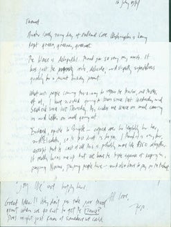 Item #63-5073 ALS Ariel Reynolds Parkinson to her husband Thomas Parkinson, July 16, 1974. RE:...