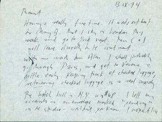 Item #63-5076 AL Ariel Reynolds Parkinson to her husband Thomas Parkinson, September 13, 1974....