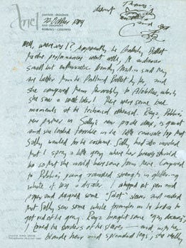 Item #63-5089 AL Ariel Reynolds Parkinson to her husband Thomas Parkinson, October 22, 1984. RE:...