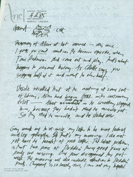 Item #63-5095 ALS Ariel Reynolds Parkinson to her husband Thomas Parkinson, February 2, 1985. RE:...