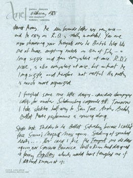 Item #63-5096 ALS Ariel Reynolds Parkinson to her husband Thomas Parkinson, February 11, 1985....