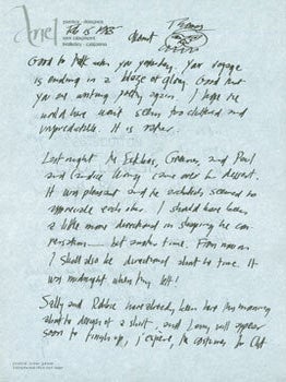 Item #63-5097 ALS Ariel Reynolds Parkinson to her husband Thomas Parkinson, February 15, 1985....