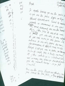 Item #63-5161 ALS Ariel Reynolds Parkinson to correspondent Brigitte, July 15, 1974. RE: Art...