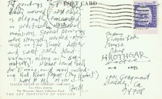 Item #63-5181 Post Card ALS by Ariel Reynolds Parkinson, to her family, January 30, 1973. Ariel...