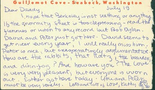 Item #63-5182 Post card ALS Kathy Parkinson Eckhouse to Thomas Parkinson, July 21, 1967. RE:...