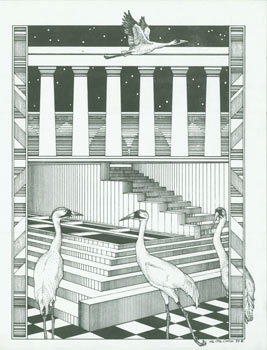 Item #63-5204 Herons on Checkerboard Flooring. Ste. Croix, artist.