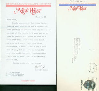 Item #63-5267 TLS Kenneth Turan to Herb Yellin, January 11, 1981. Turan was writing for New West,...