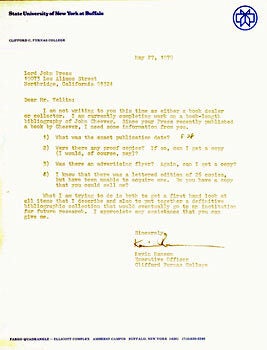 Item #63-5274 TLS Kevin Ransom to Herb Yellin, May 27, 1979, plus copies of related documents....